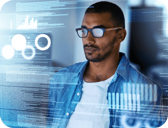 Business professional working with technology